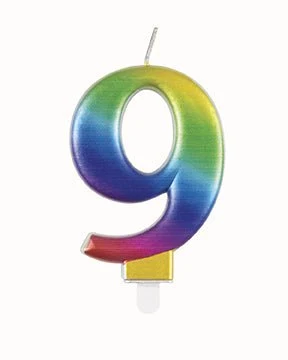 9 vuoden kynttilä Rainbow 9.5cm