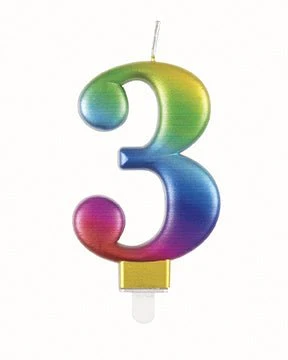 3 vuoden kynttilä Rainbow 9.5cm