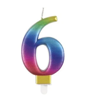 6 vuoden kynttilä Rainbow 9.5cm