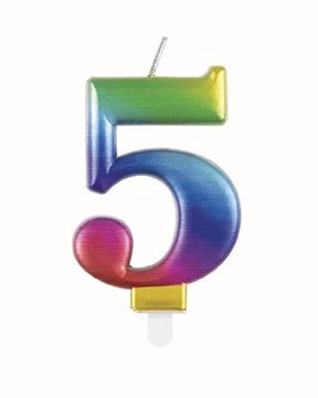 5 vuoden kynttilä Rainbow 9.5cm