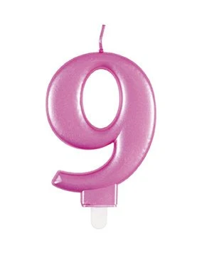 9 vuoden kynttilä vaaleanpunainen 12cm