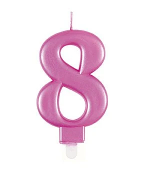 8 vuoden kynttilä vaaleanpunainen 12cm