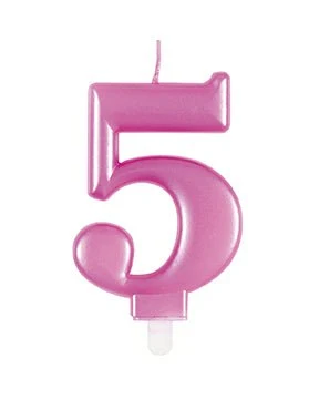 5 vuoden kynttilä vaaleanpunainen 12cm