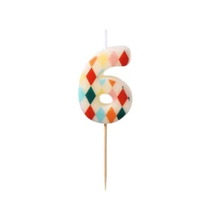 6 vuoden kynttilä värillinen 5.5cm