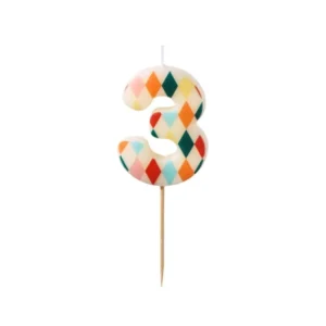 3 vuoden kynttilä värillinen 5.5cm