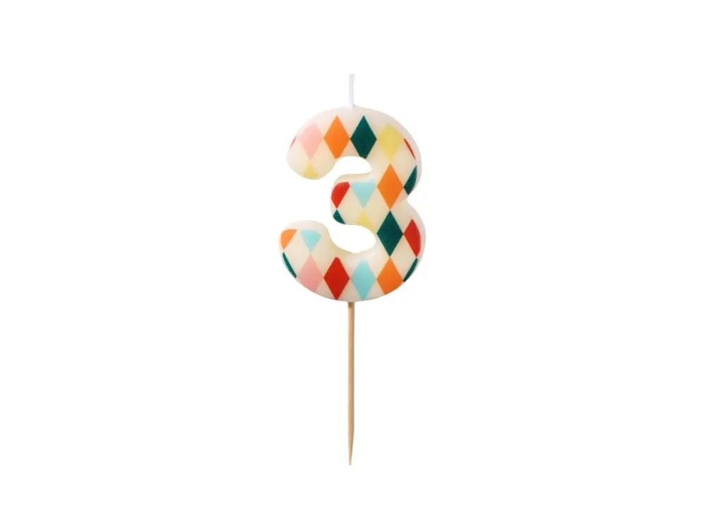 3 vuoden kynttilä värillinen 5.5cm