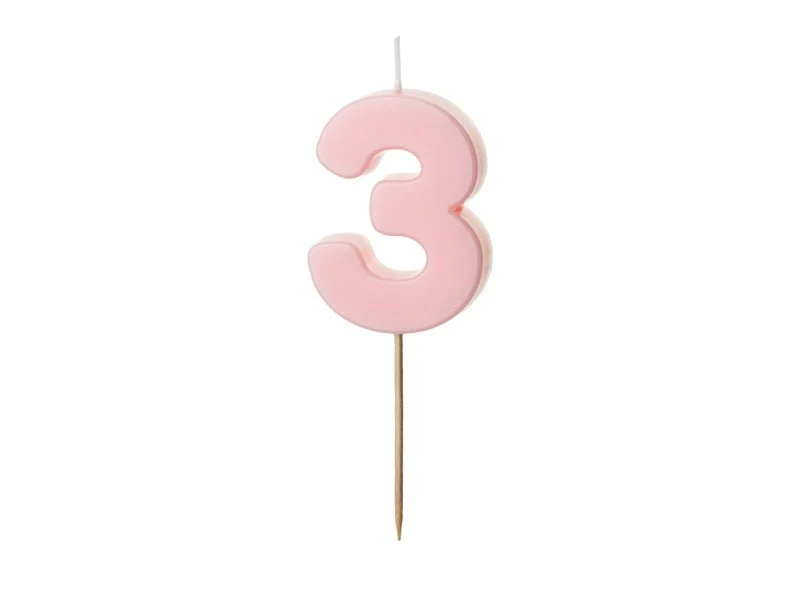 3 vuoden kynttilävalo vaaleanpunainen 5.5cm