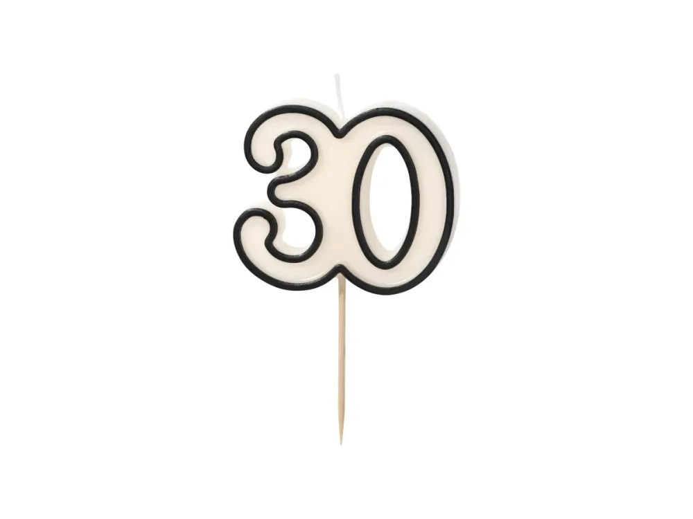 30 vuotta Kynttilä Musta Valkoinen 5.5cm