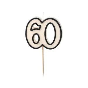 60 vuotta Kynttilä Musta Valkoinen 5.5cm