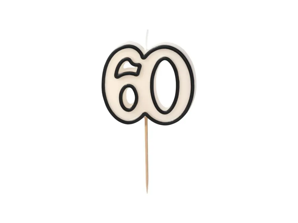 60 vuotta Kynttilä Musta Valkoinen 5.5cm