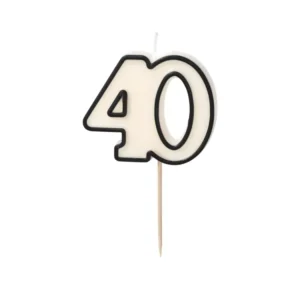 40 vuotta kynttilä Musta Valkoinen 5.5cm
