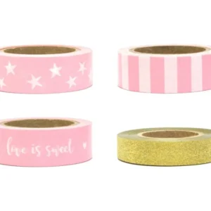 Washi nauha vaaleanpunainen kulta 10m 4kpl 4kpl