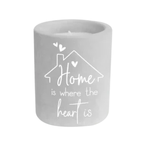 Harmaa sementtikynttilä Home Is Where Heart Is 8cm