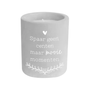 Harmaa sementtikynttilä Save No Cents 8cm
