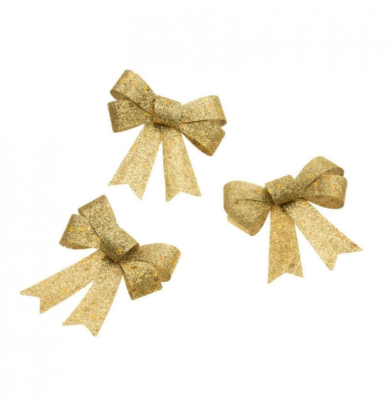 Kultainen rusetti Glitter 12.7cm 3kpl
