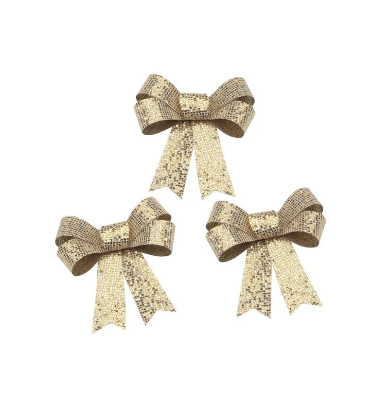 Kultainen rusetti Glitter 12.7cm 3kpl