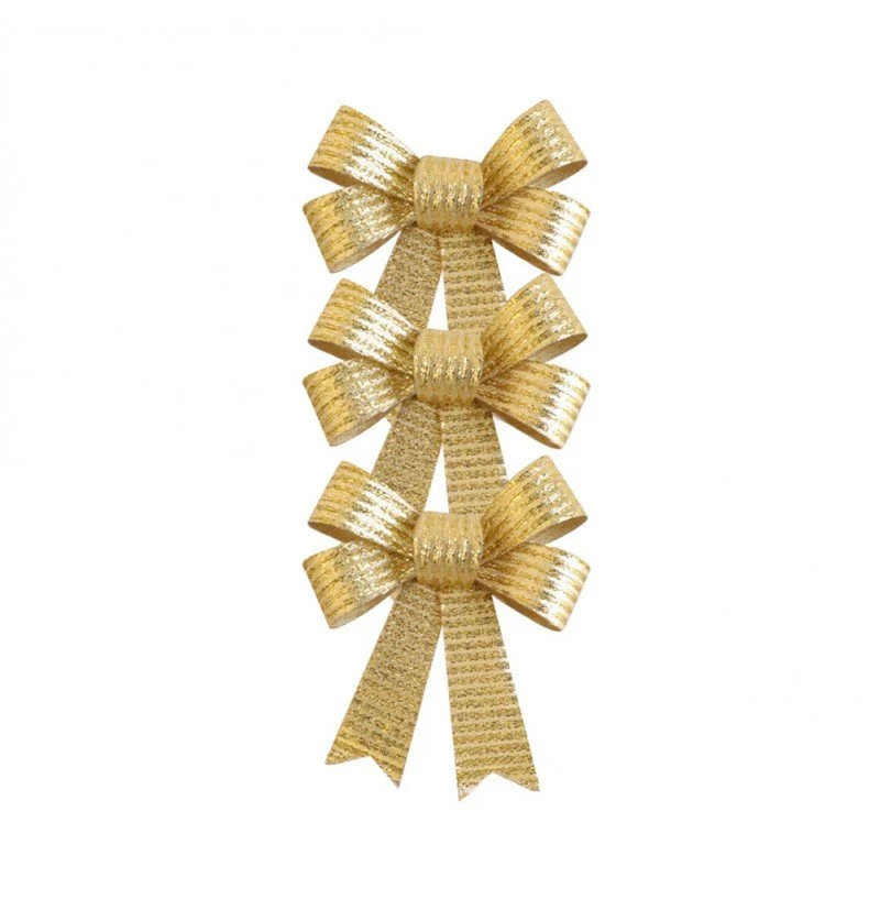 Kultainen rusetti glitter raidat 10cm 3kpl