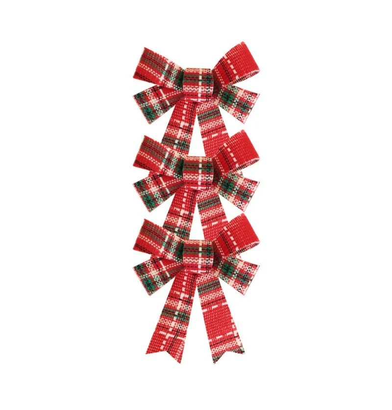 Punainen vihreä rusetti Scotch Plaid 10cm 3kpl