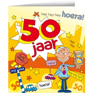 Syntymäpäiväkortti 50 vuotta mies sarjakuva 16.5cm