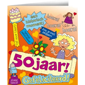 Syntymäpäiväkortti 50 vuotta nainen sarjakuva 16.5cm