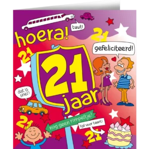Syntymäpäiväkortti 21 vuotta Sarjakuva 16.5cm