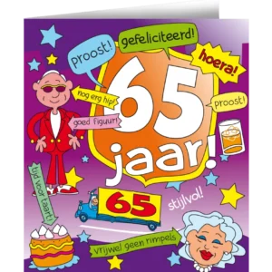 Syntymäpäiväkortti 65 vuotta Sarjakuva 16.5cm