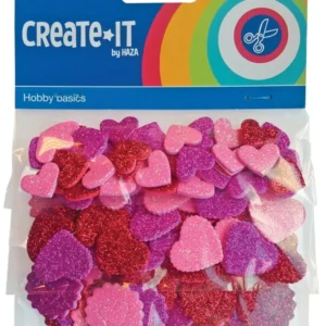 Vaahtomuoviset sydämet Glitter 132kpl