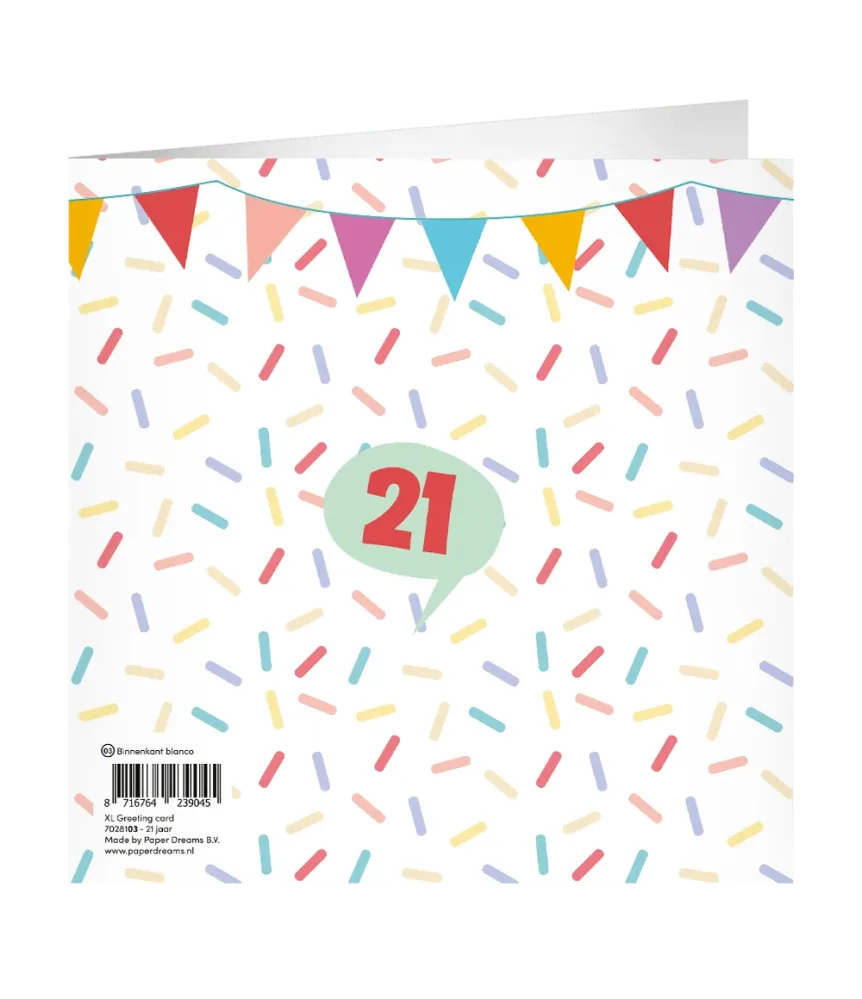 21 vuotta onnittelukortti 23cm