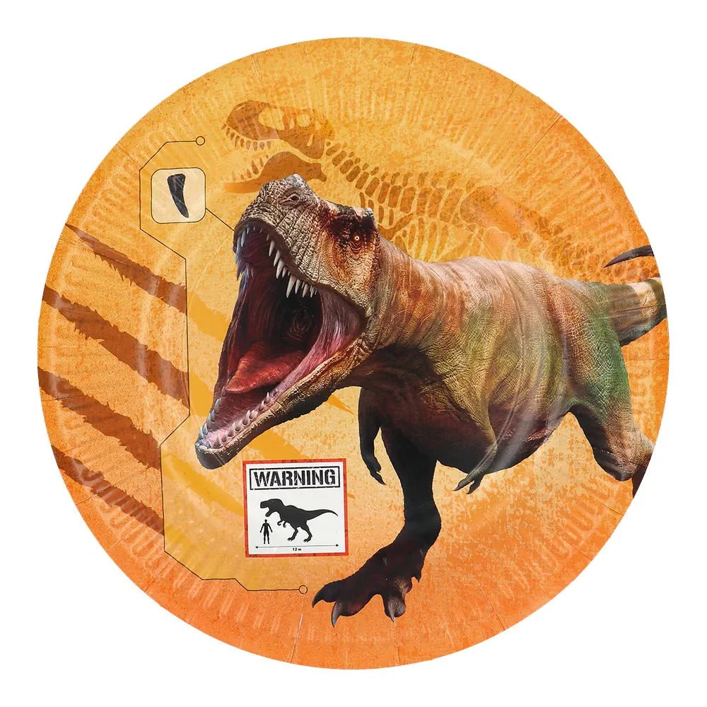 Dino lautaset värillinen paperi 23cm 8kpl