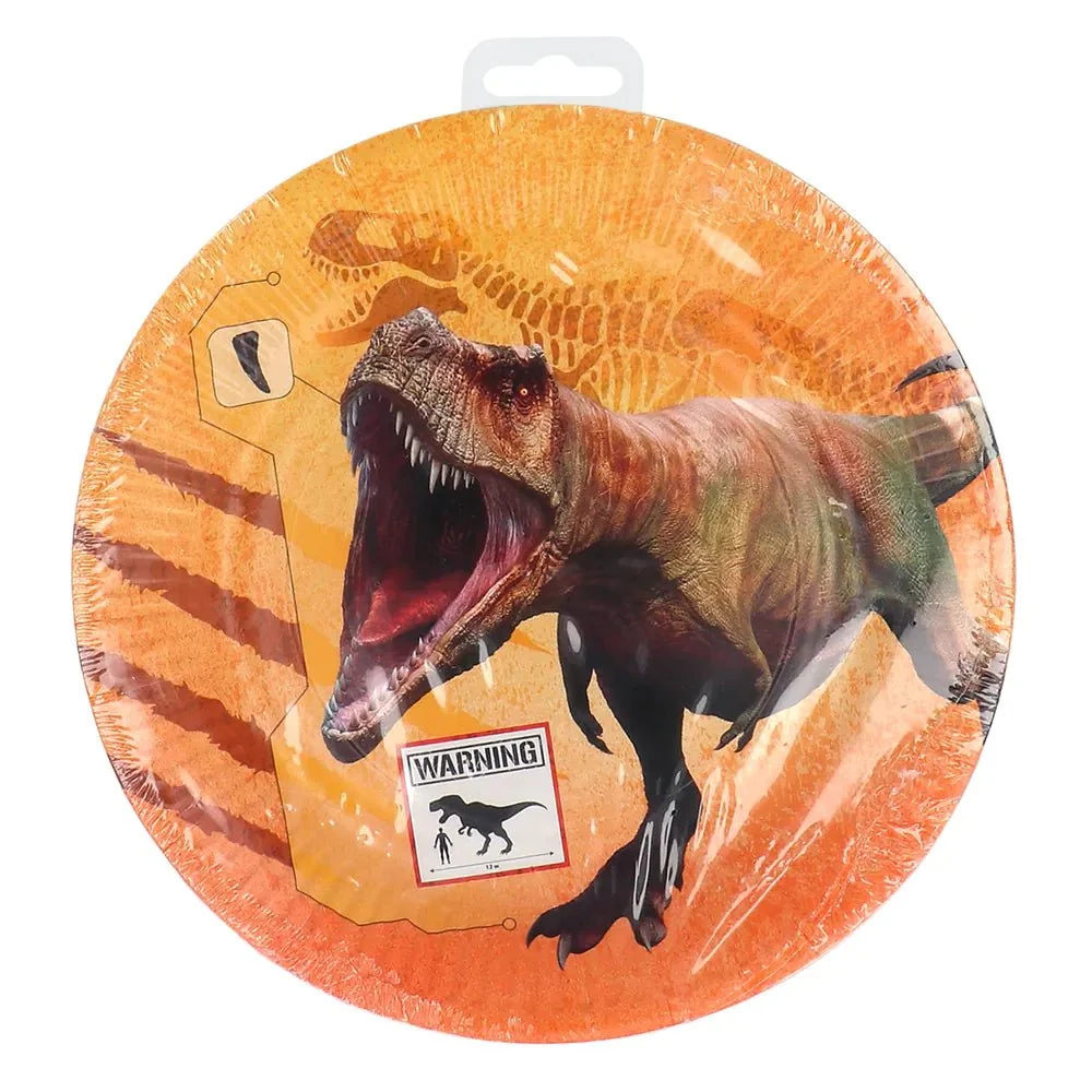 Dino lautaset värillinen paperi 23cm 8kpl