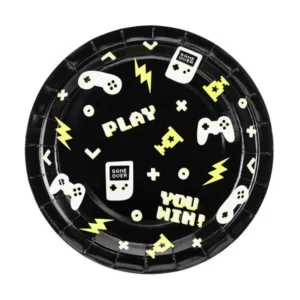Gaming Party lautaset Musta Keltainen 23cm 6kpl