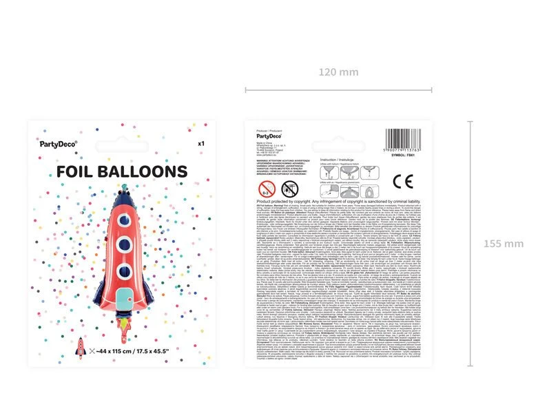 Helium ilmapallo raketti tyhjä 1.15m