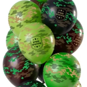 Hyvää syntymäpäivää ilmapallot armeijan tulosta 30cm 12kpl