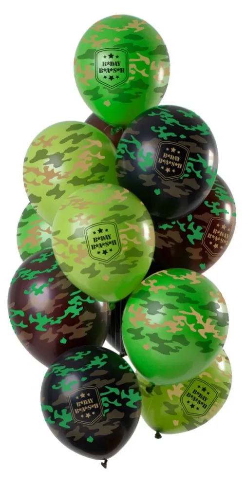 Hyvää syntymäpäivää ilmapallot armeijan tulosta 30cm 12kpl