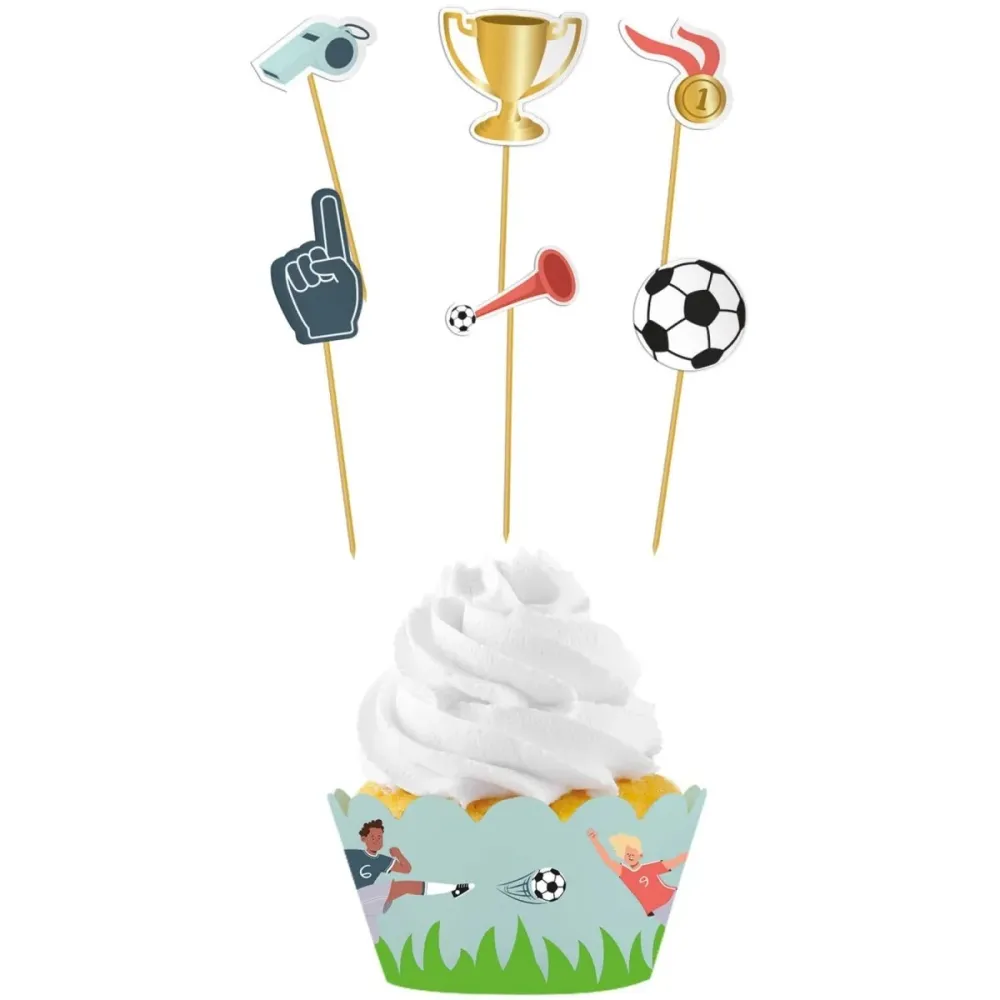 Jalkapallo Cupcake Toppers 6kpl