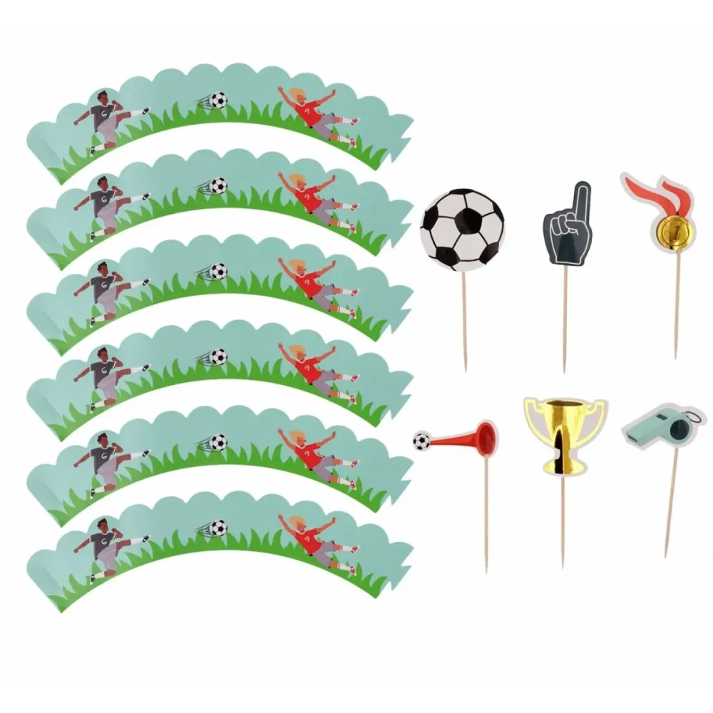 Jalkapallo Cupcake Toppers 6kpl
