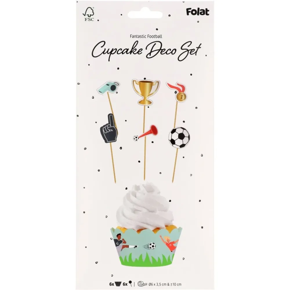 Jalkapallo Cupcake Toppers 6kpl