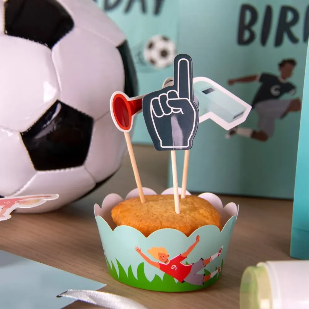Jalkapallo Cupcake Toppers 6kpl