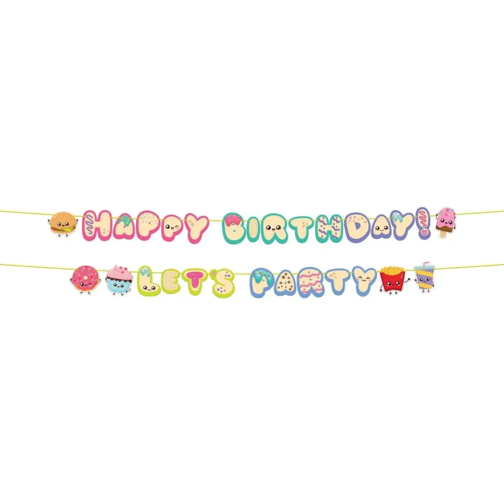 Kirjainrintarepun setti - Hyvää syntymäpäivää - Kawaii Party - 1,5 metriä