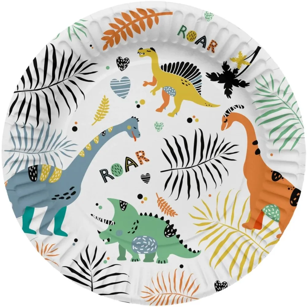 Paperilautaset - Dino Roars - 23 cm - 8 kpl