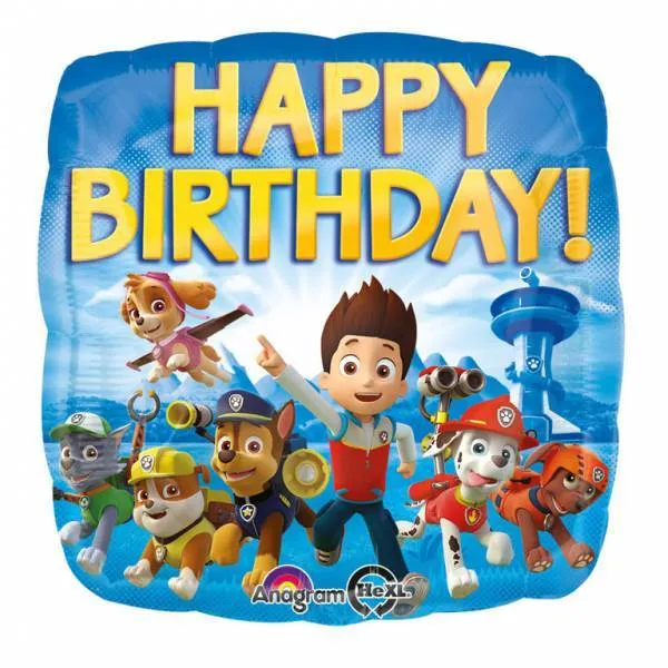 Paw Patrol helium ilmapallo onnellista syntymäpäivää 45cm tyhjä