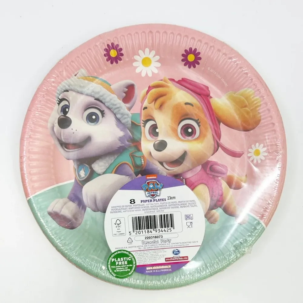 Paw Patrol lautaset värilliset 23cm 8kpl