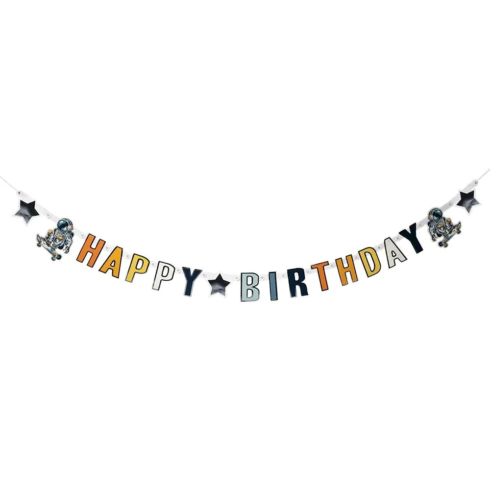 Space Party Letter Garland Hyvää syntymäpäivää 2.5m