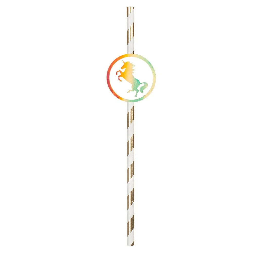 Yksisarvinen paperi pillit 20cm 6kpl