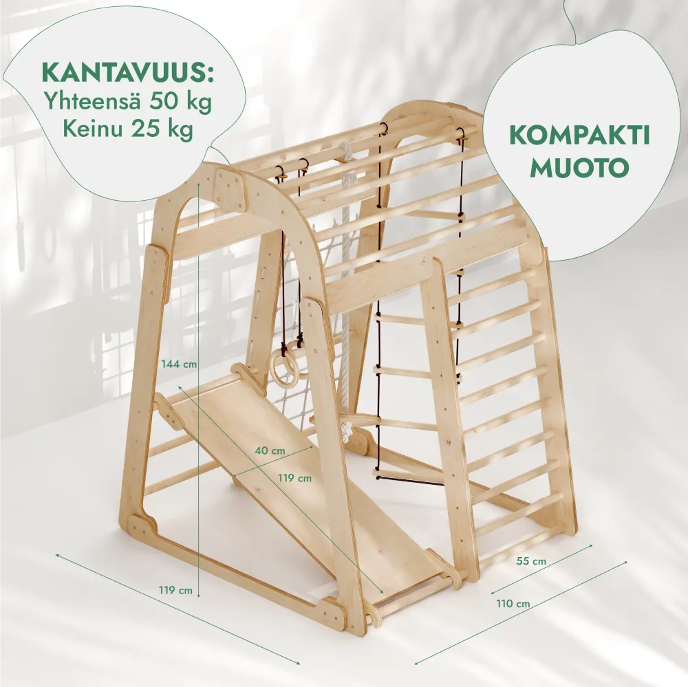 Sisäleikkipaikka taaperoille - Seitsemän yhdessä leikkipaikka + Keinusetti + Liukuramppi