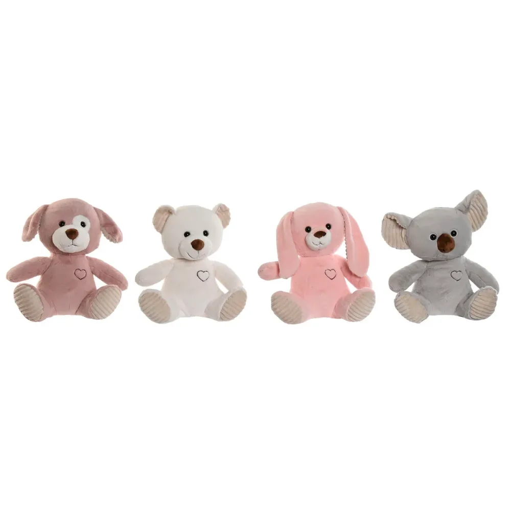 Pehmolelu Home ESPRIT Valkoinen Ruskea Harmaa Pinkki Polyesteri Elä 25 x 20 x 28 cm (4 osaa)