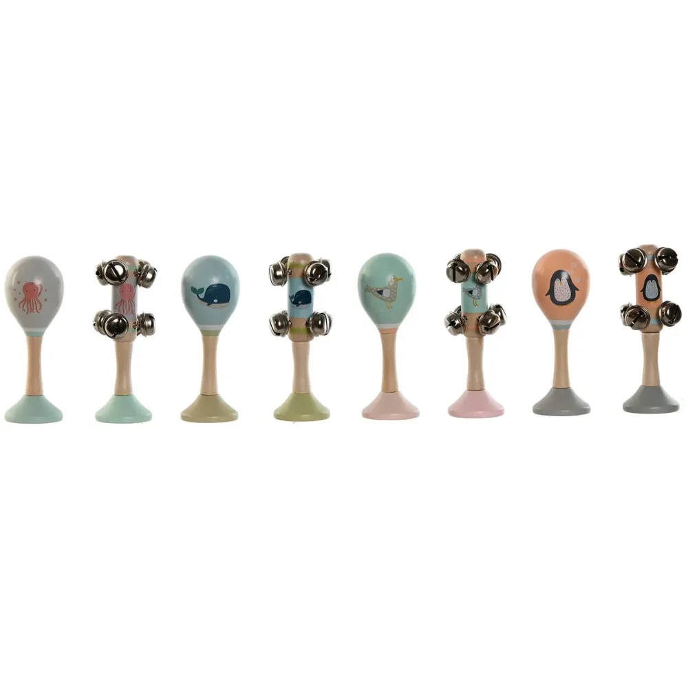 Soiva lelu Home ESPRIT Puu 11,5 x 2 x 15,5 cm Marakassit (4 osaa)