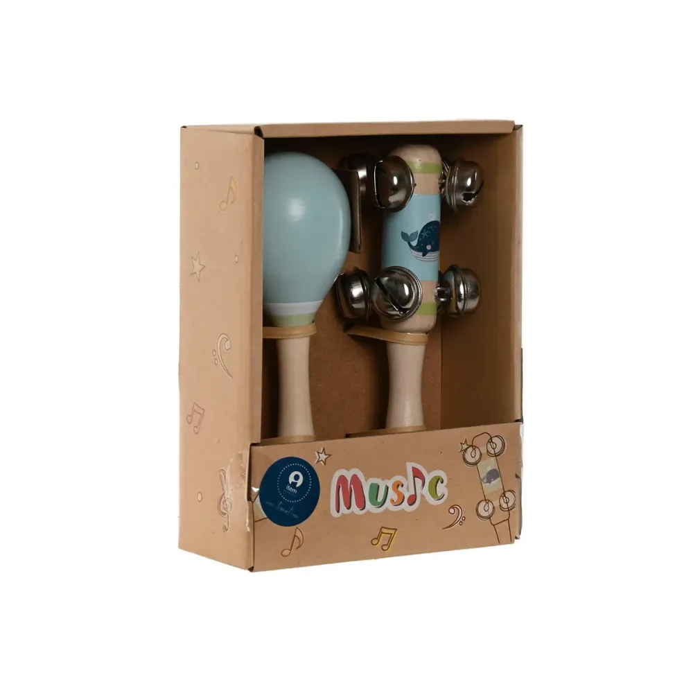 Soiva lelu Home ESPRIT Puu 11,5 x 2 x 15,5 cm Marakassit (4 osaa)