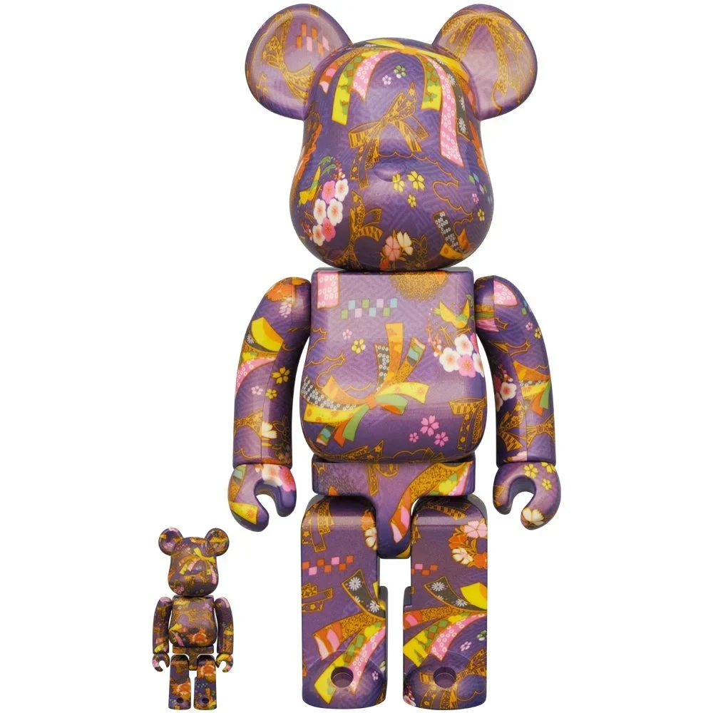 400 % & 100 % Bearbrick – Chiyogami II (Purple)