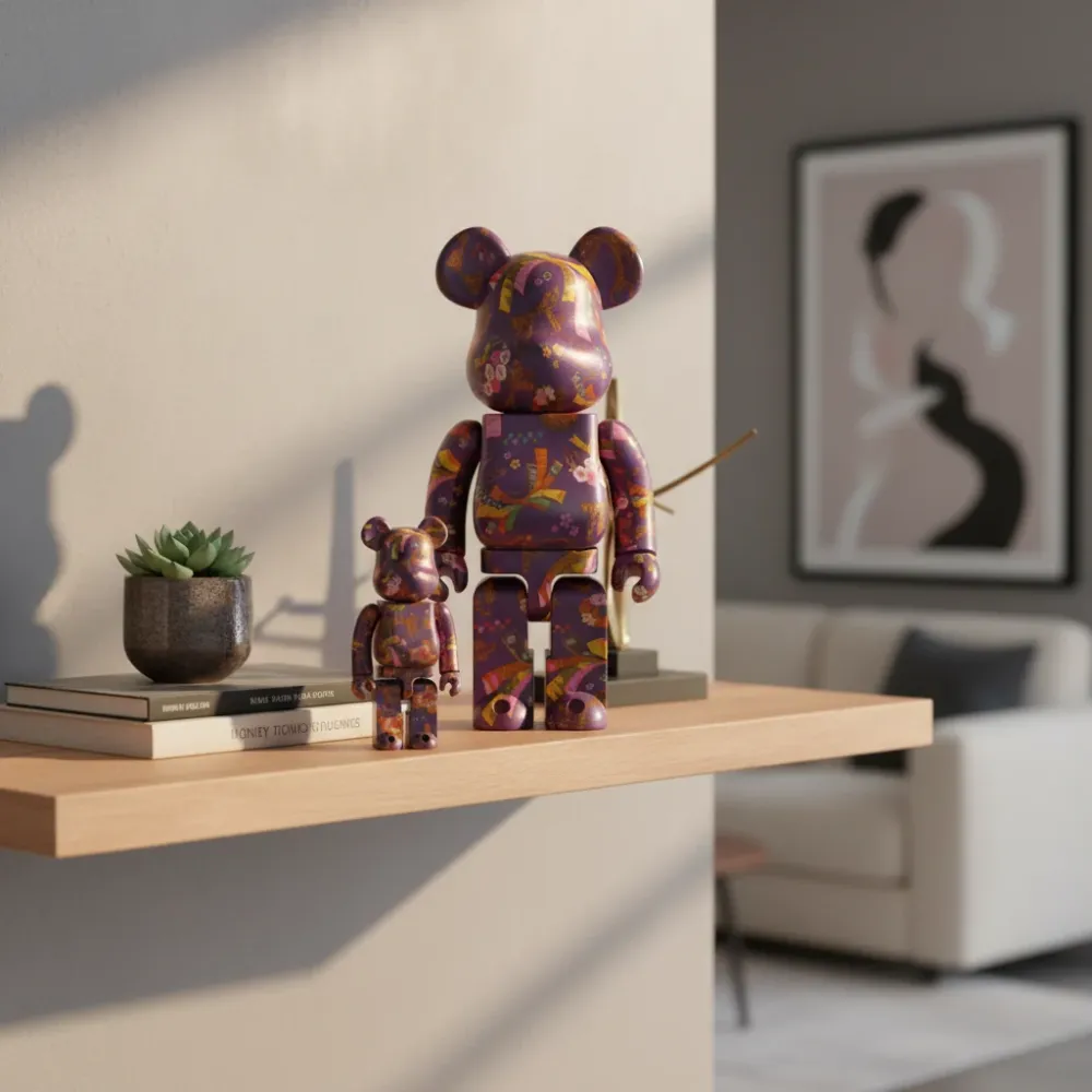400 % & 100 % Bearbrick – Chiyogami II (Purple)